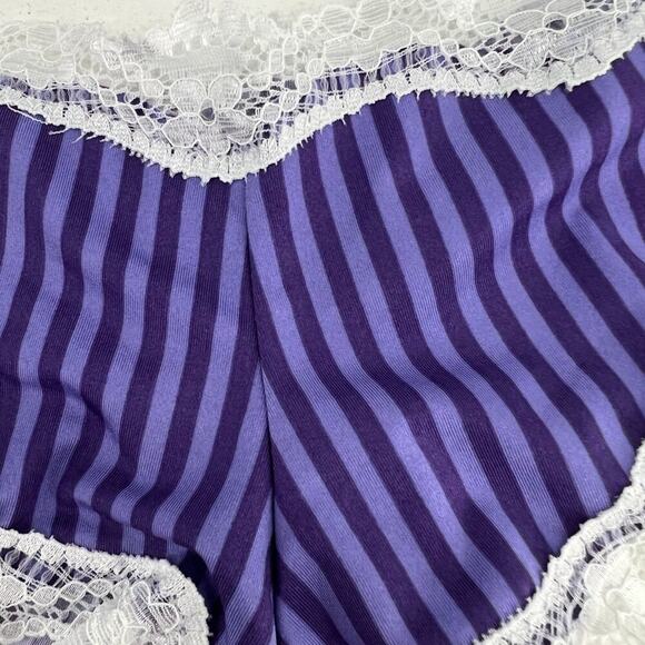 Miss Vickie's Intimates Indigo Purple Stripe White Lace Trim Panty Small 5/$25 - Picture 2 of 5